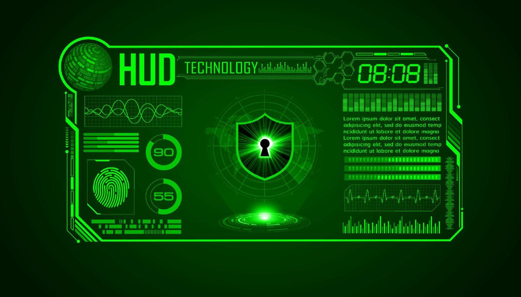 Modern HUD Technology Screen Background with lock vector
