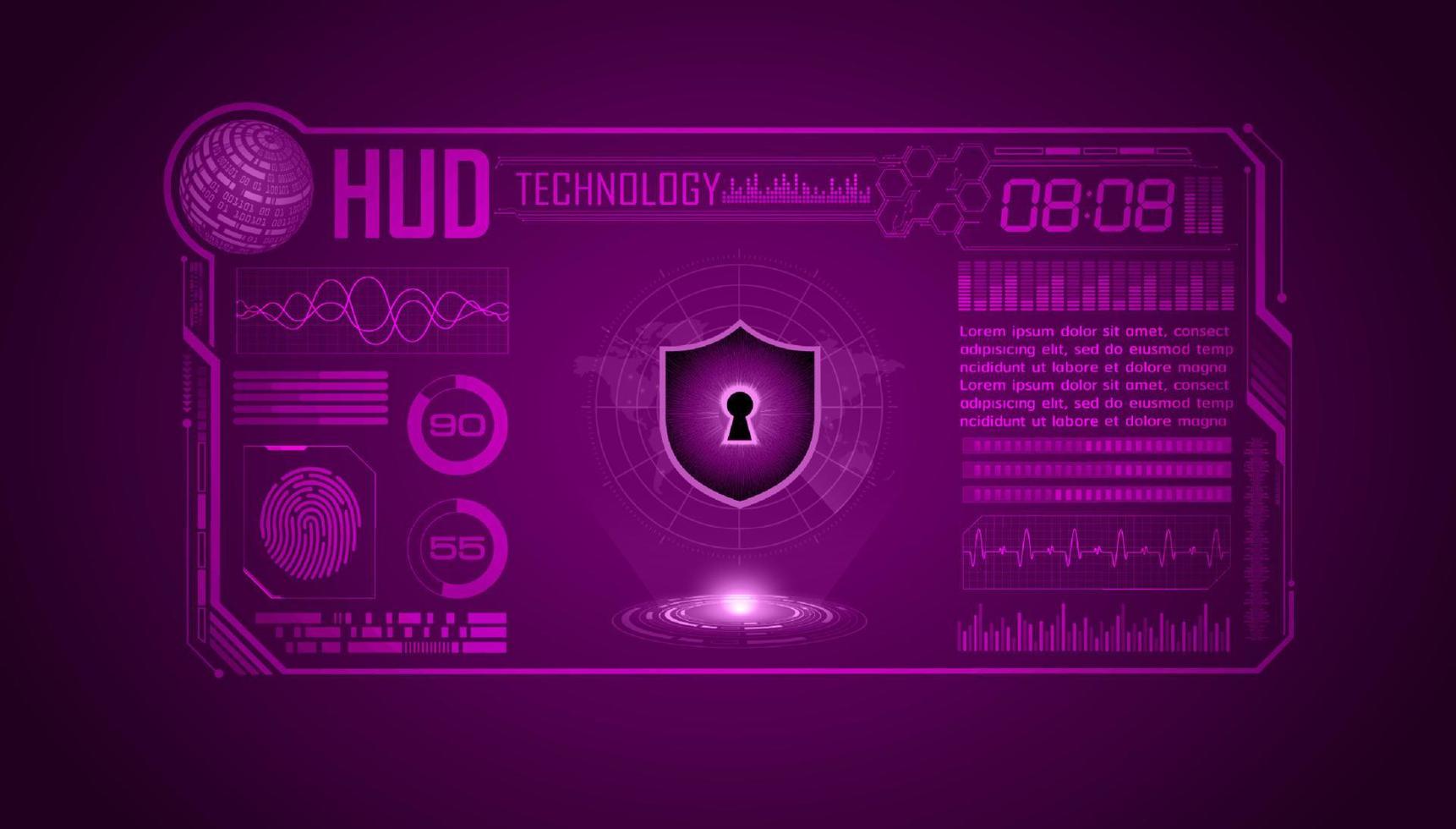 Modern HUD Technology Screen Background with lock vector