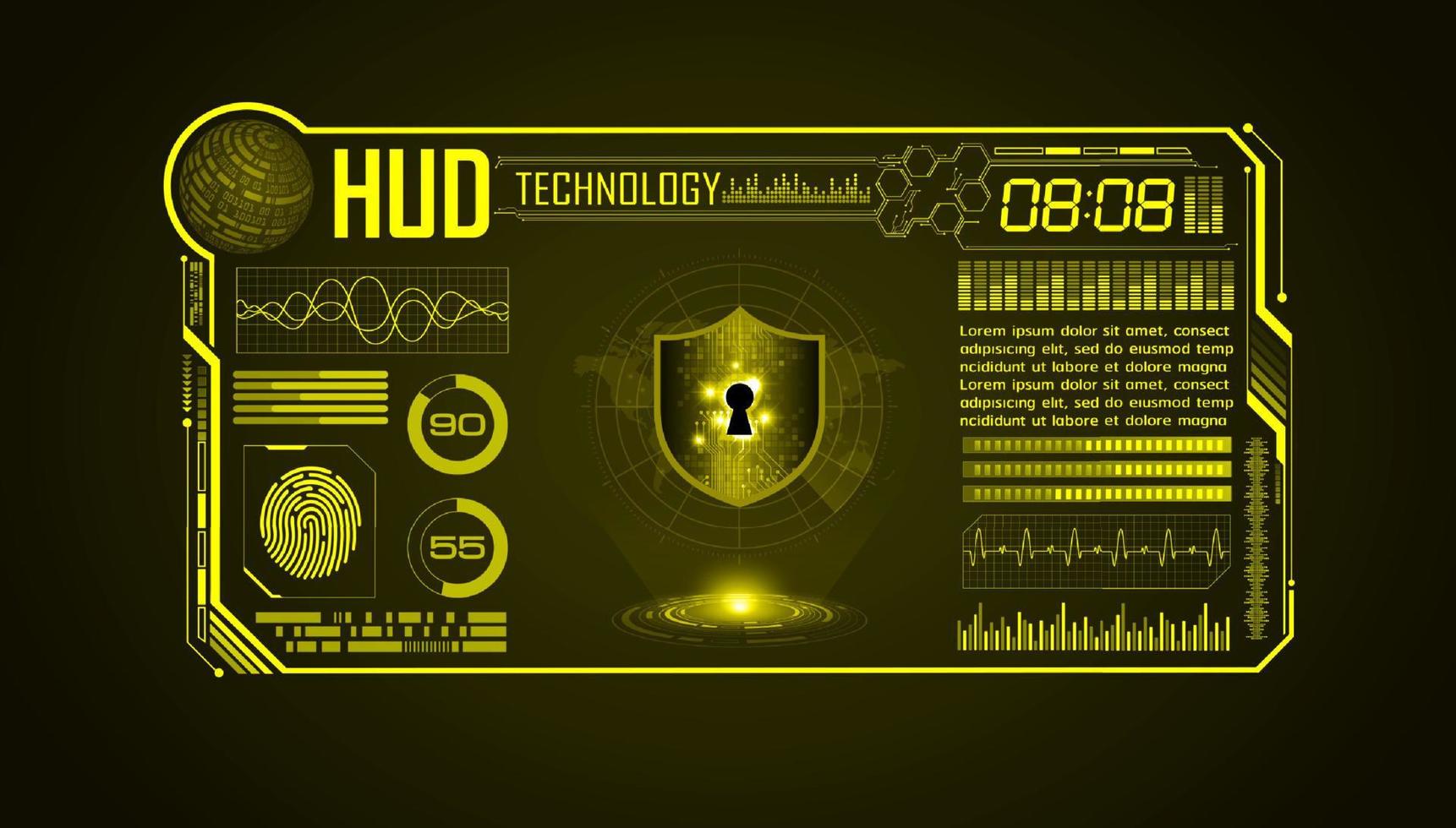 Modern HUD Technology Screen Background with lock vector