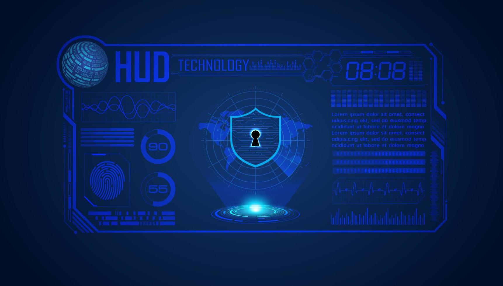 Modern HUD Technology Screen Background with lock vector
