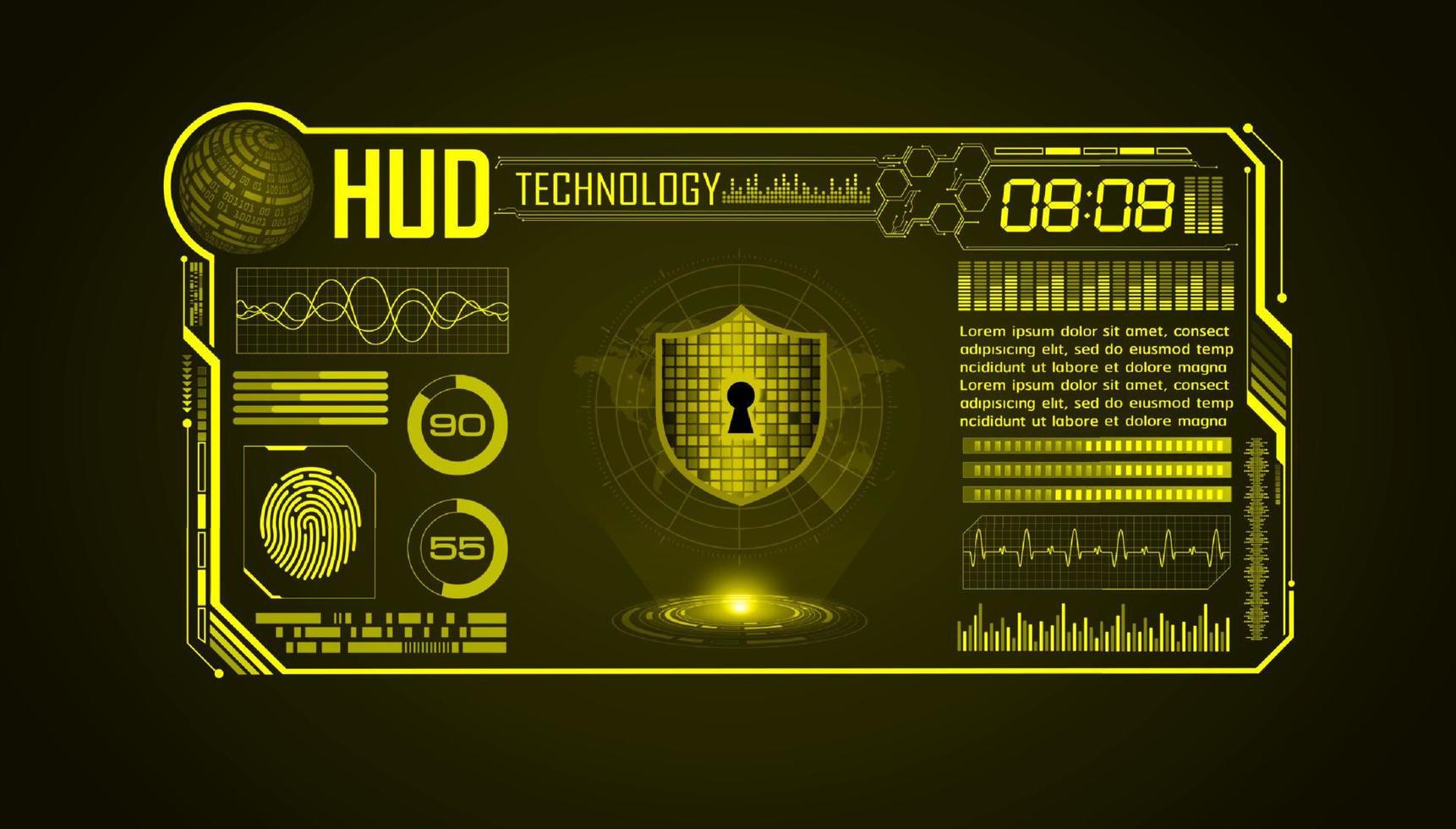 Modern HUD Technology Screen Background with lock vector