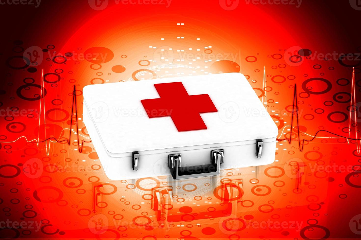 Digital illustration of First aid box in color background photo