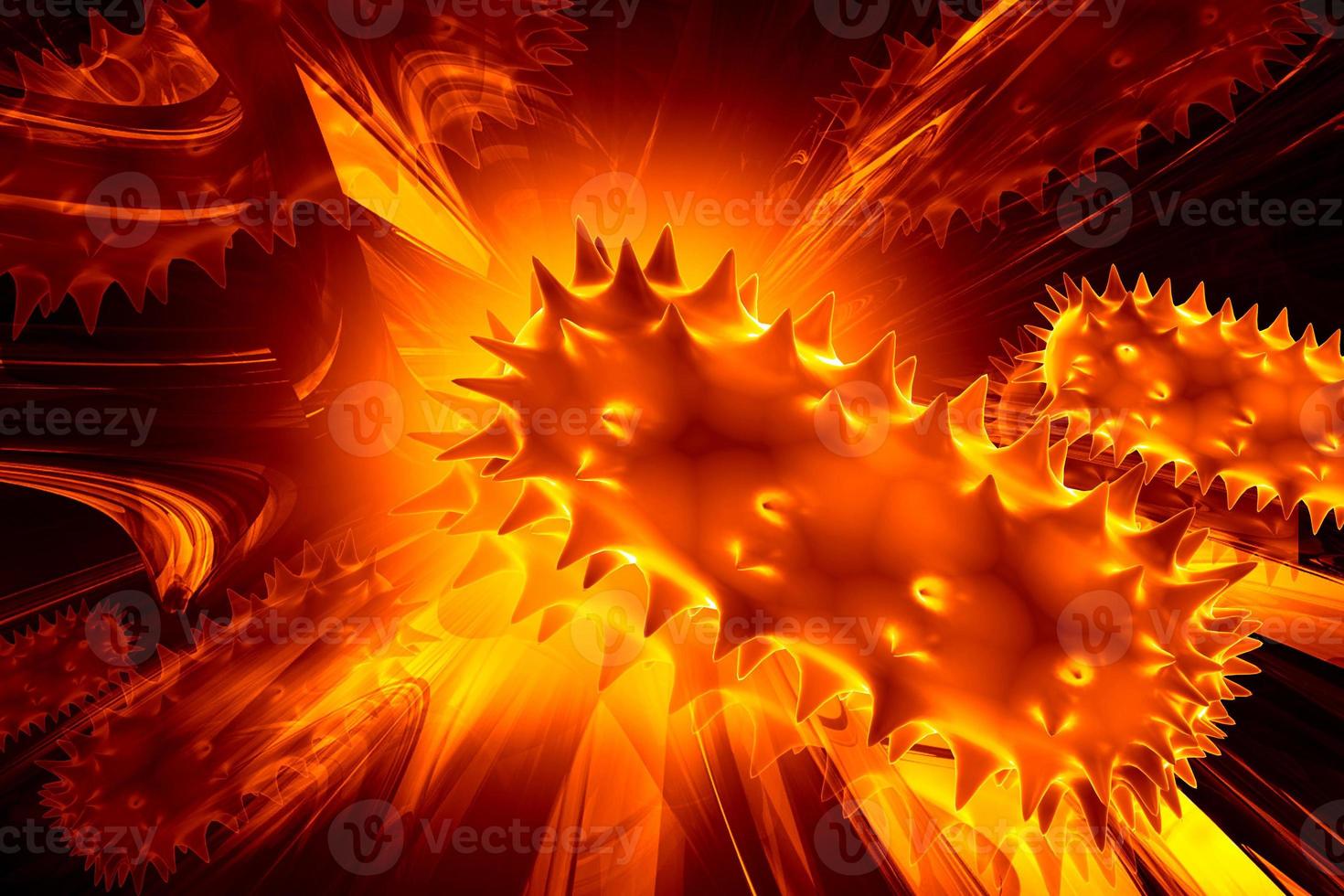 Digital illustration of bubonic-plague virus  in color background photo