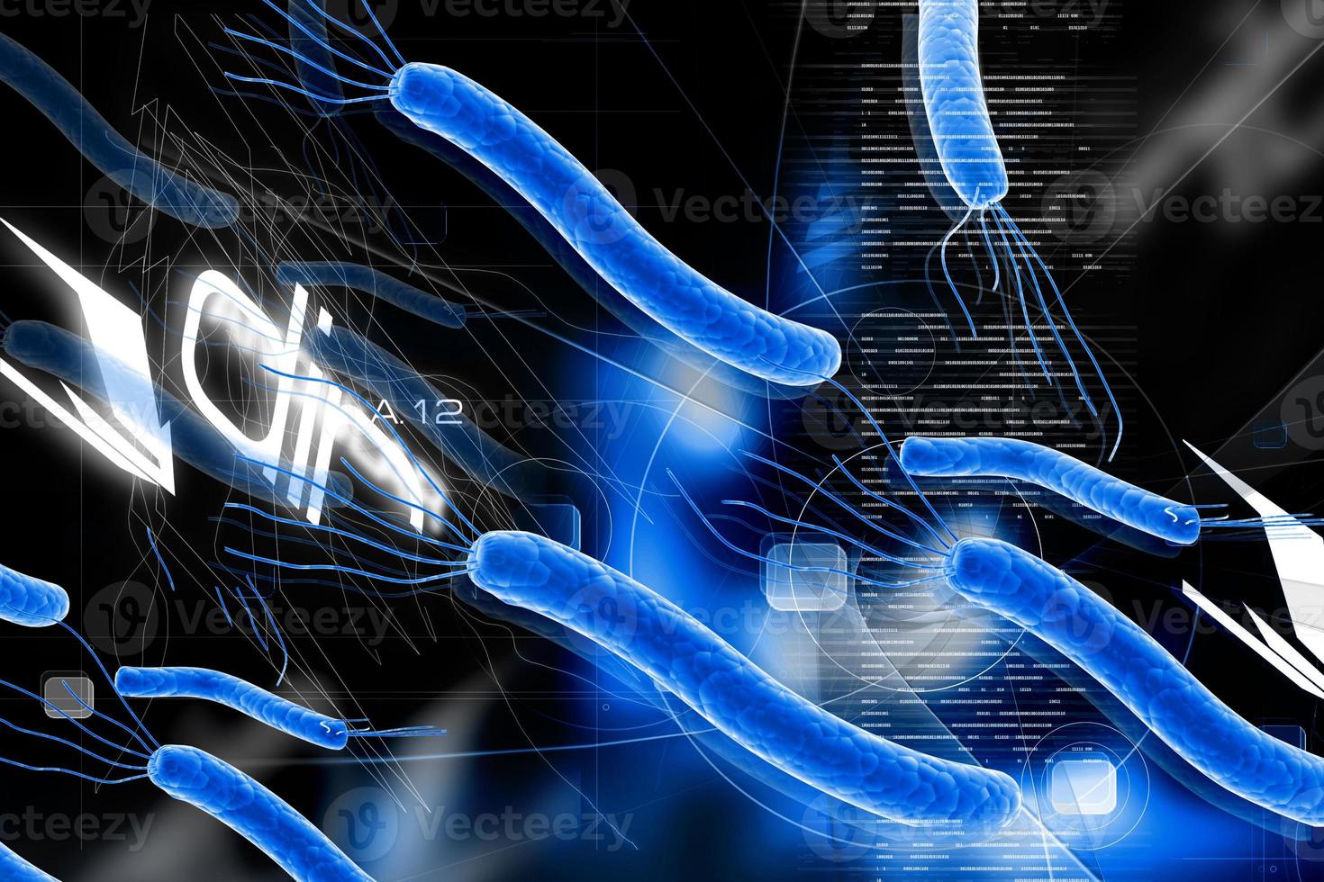 Digital illustration of Helicobacter bacteria in color background photo