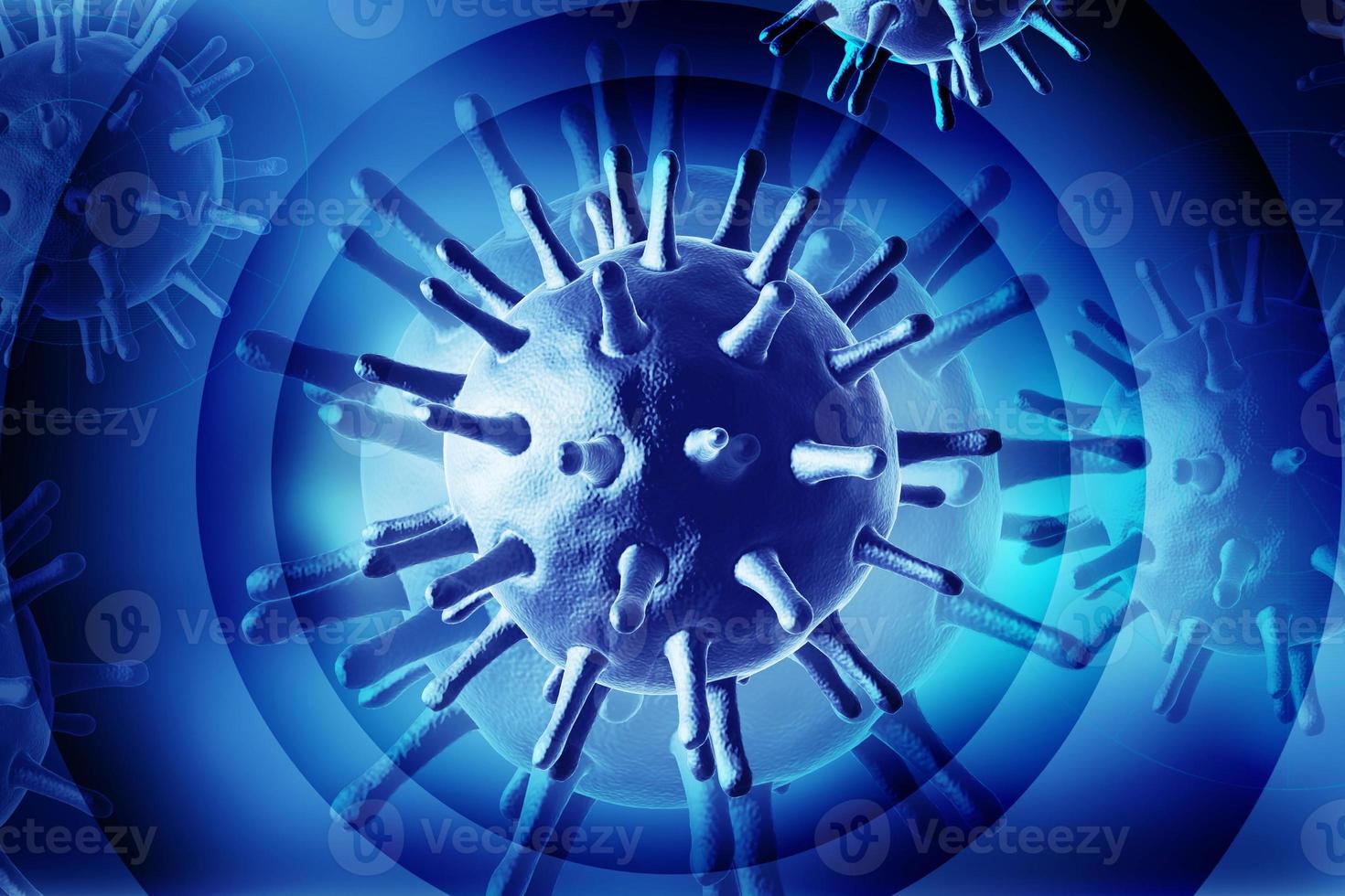 Digital illustration of 3d avian virus in blue background photo