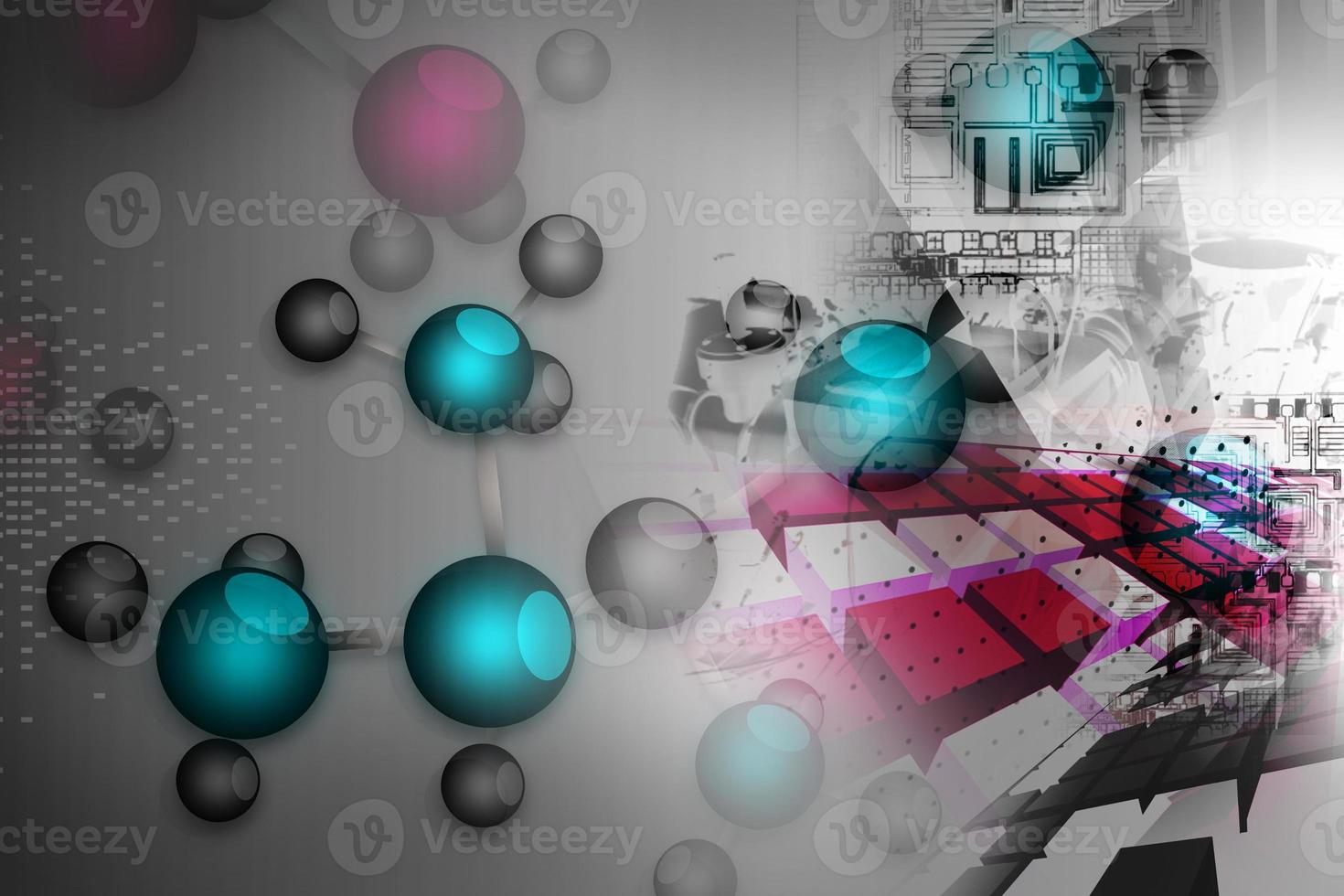 Digital illustration of molecular in abstract color background photo
