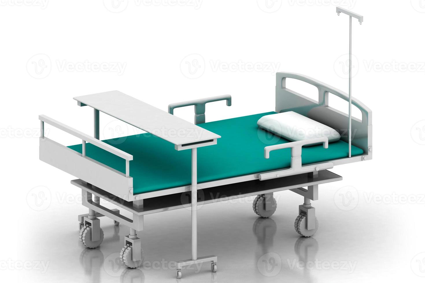 Digital illustration of hospital bed in abstract white background photo