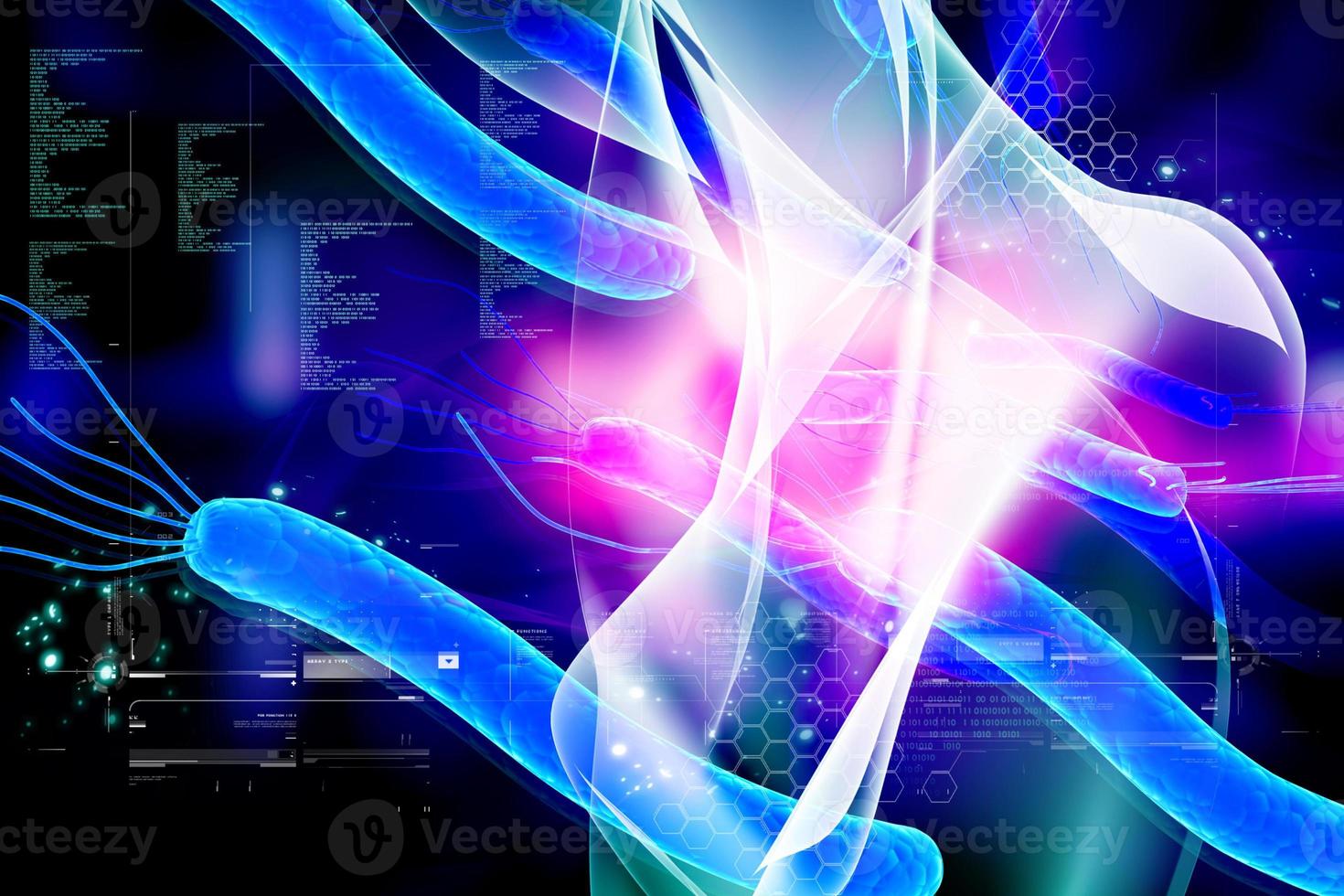 Digital illustration of Helicobacter bacteria in color background photo