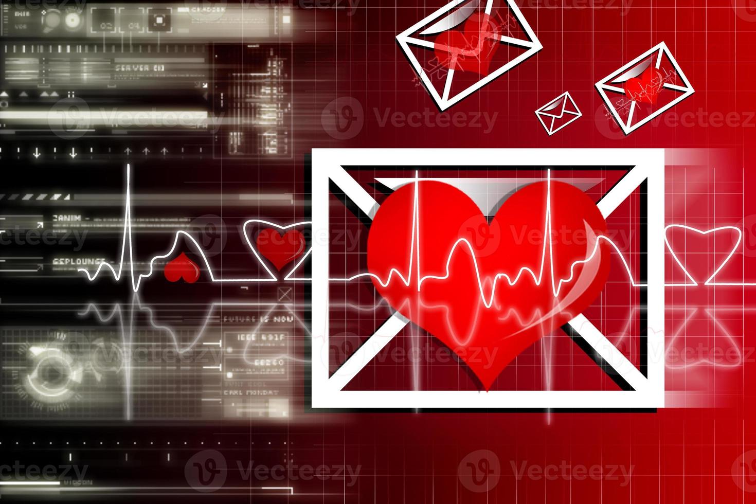 Digital illustration of heart monitor screen with normal heart beat signal photo