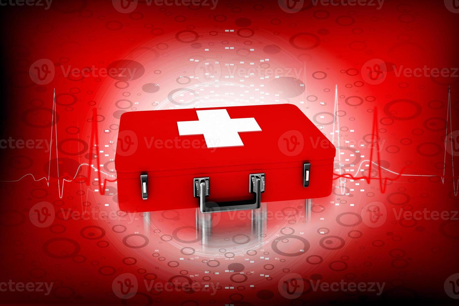 Digital illustration of First aid box in color background photo
