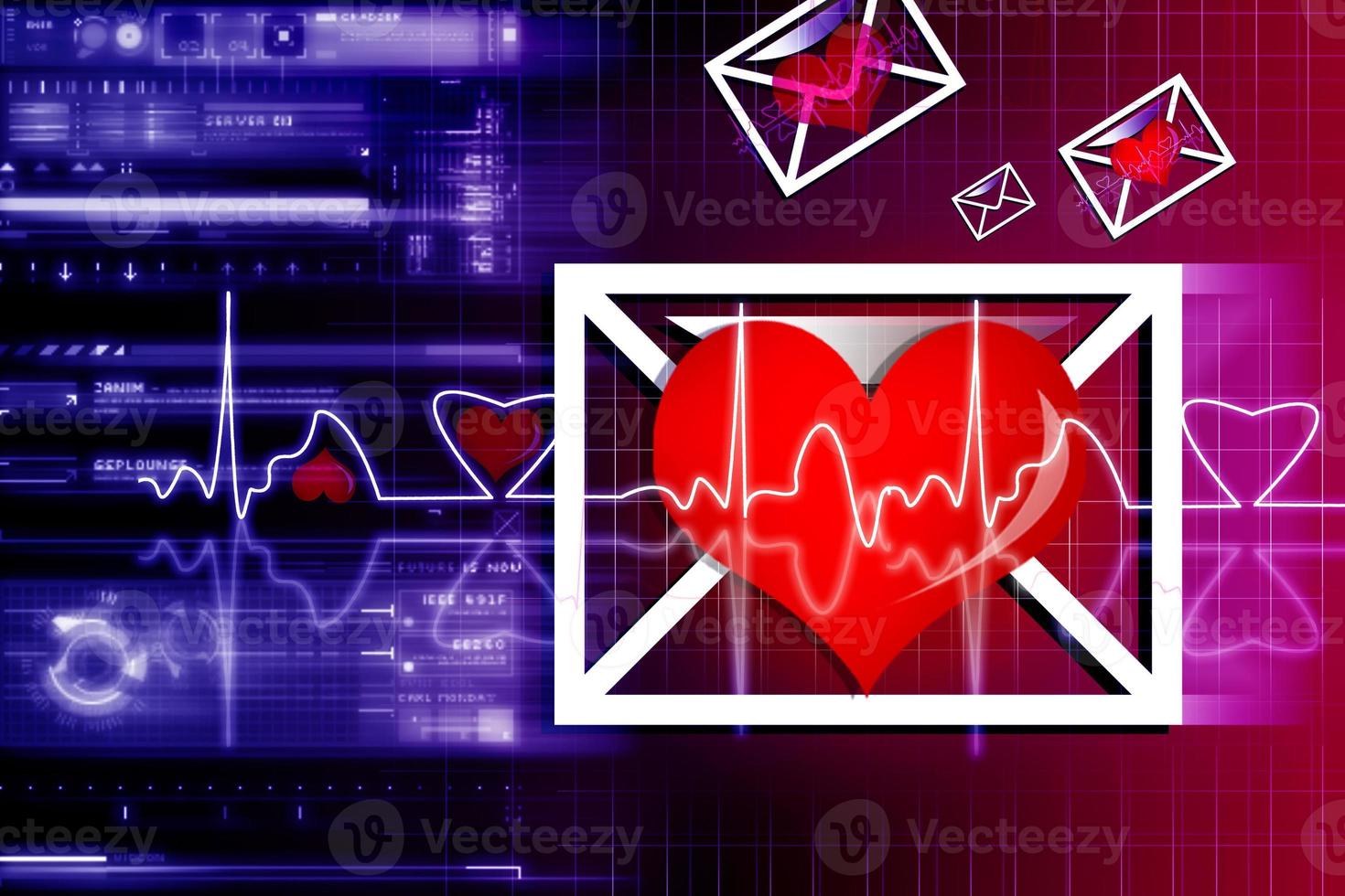 Digital illustration of heart monitor screen with normal heart beat signal photo