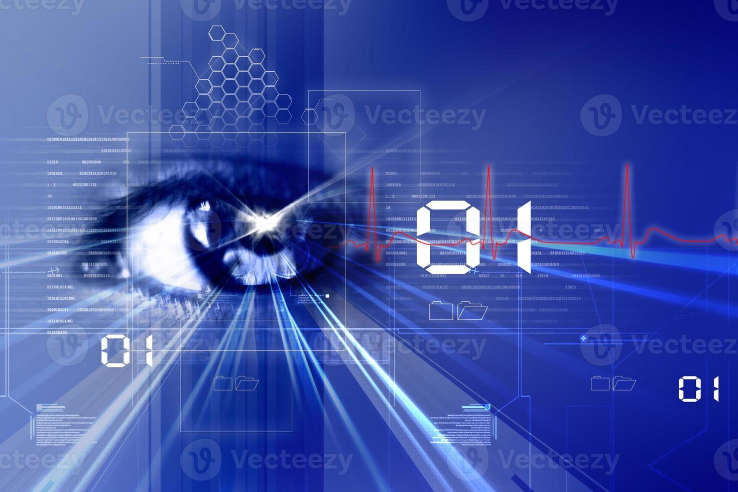 Digital illustration of an eye scan as concept for secure digital identity photo