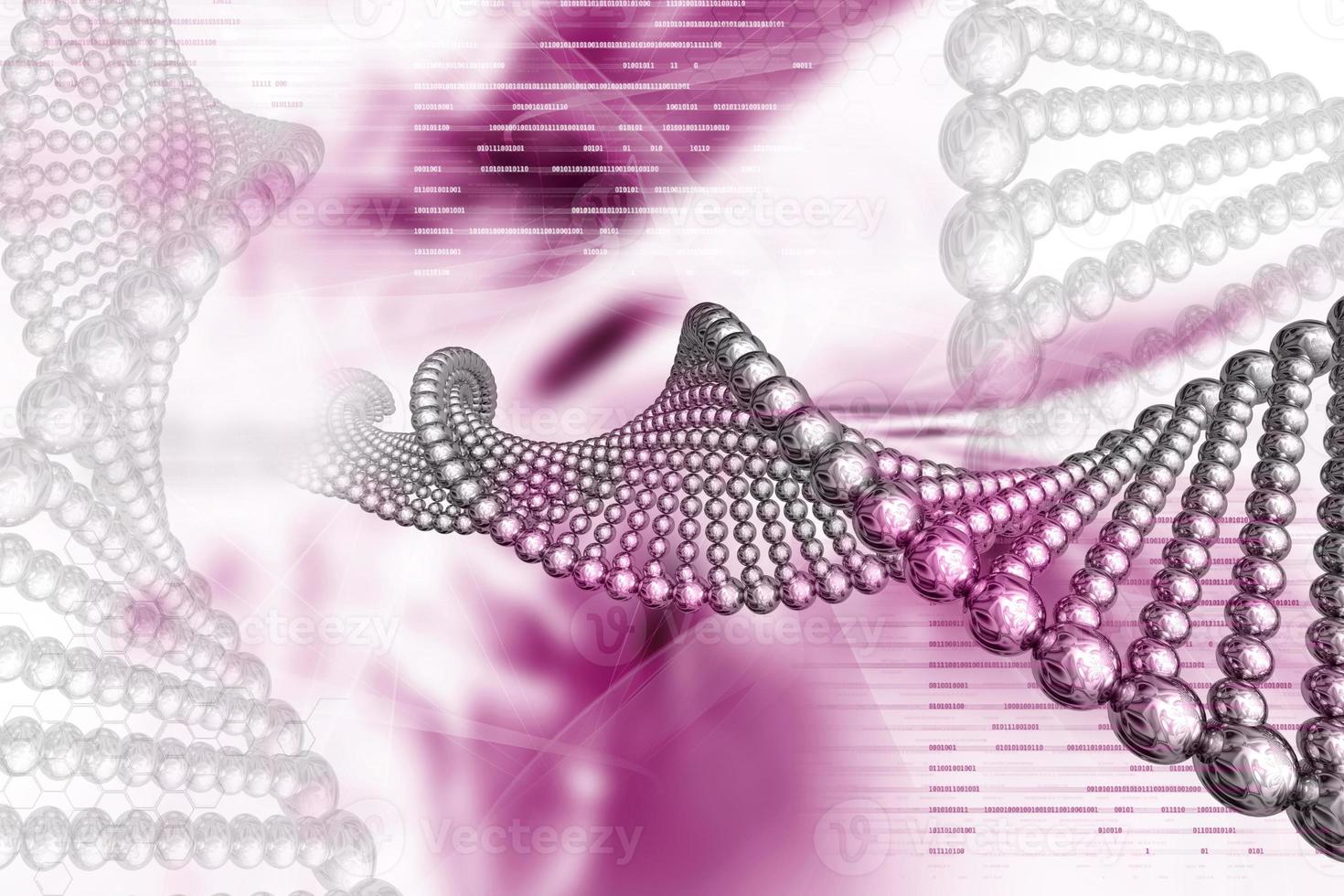 Digital illustration of DNA in color background photo