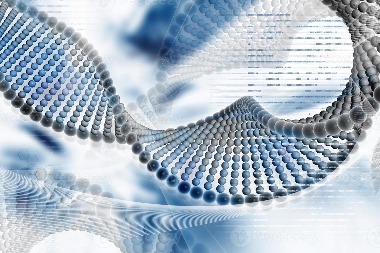 Digital illustration of DNA in color background photo