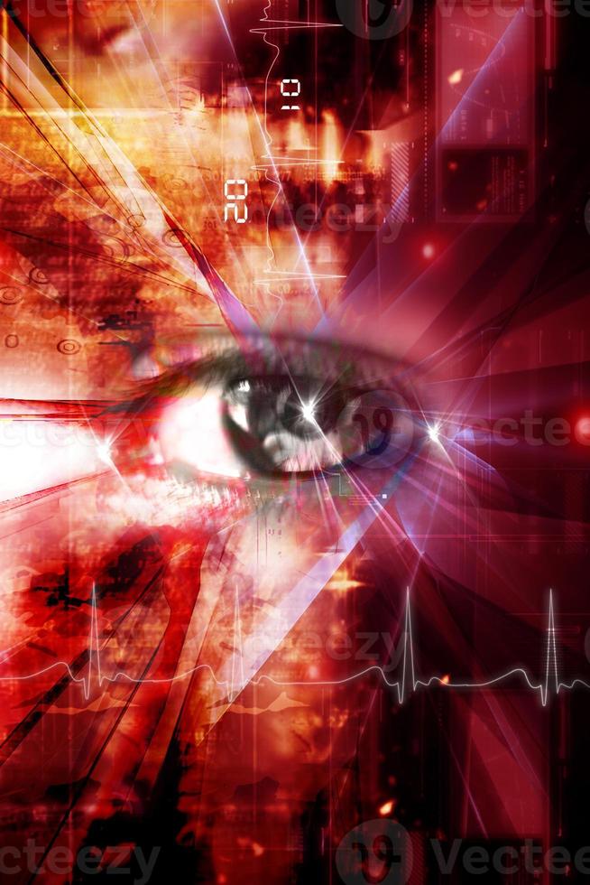 Digital illustration of an eye scan as concept for secure digital identity photo