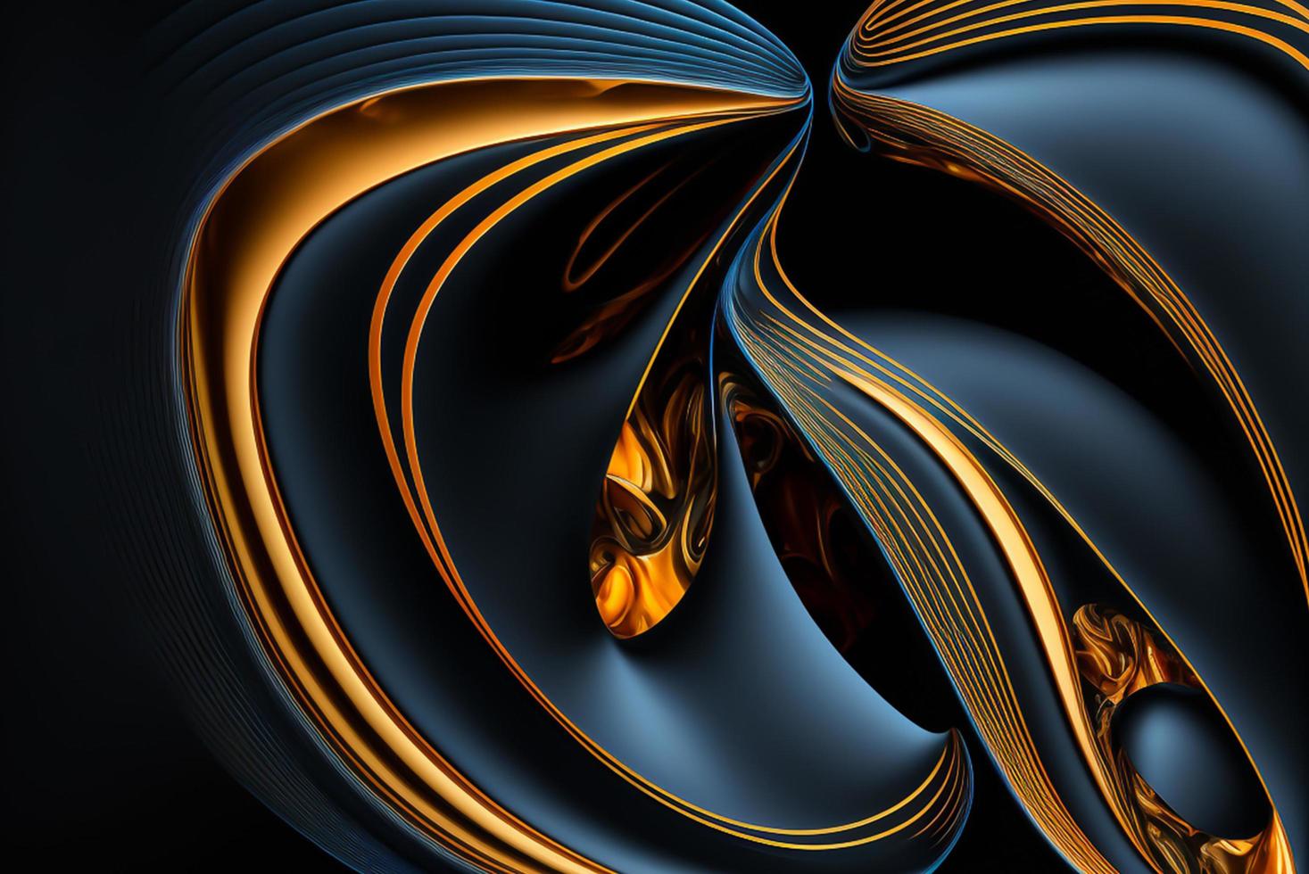 abstract minimalist curves lines blue and gold photo