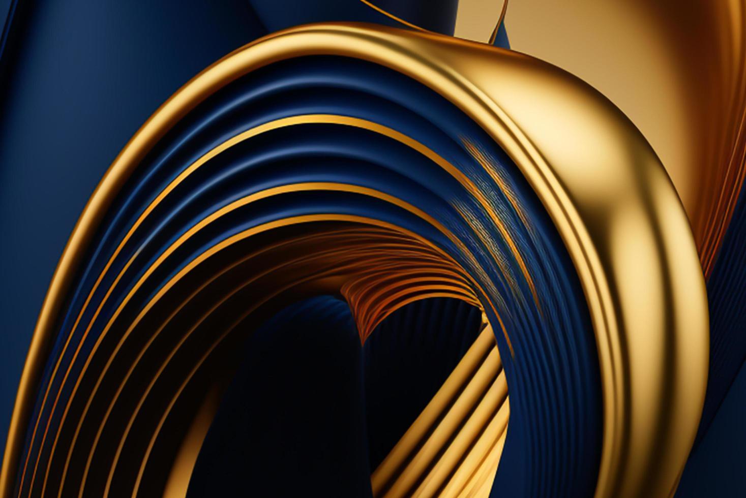 abstract minimalist curves lines blue and gold photo
