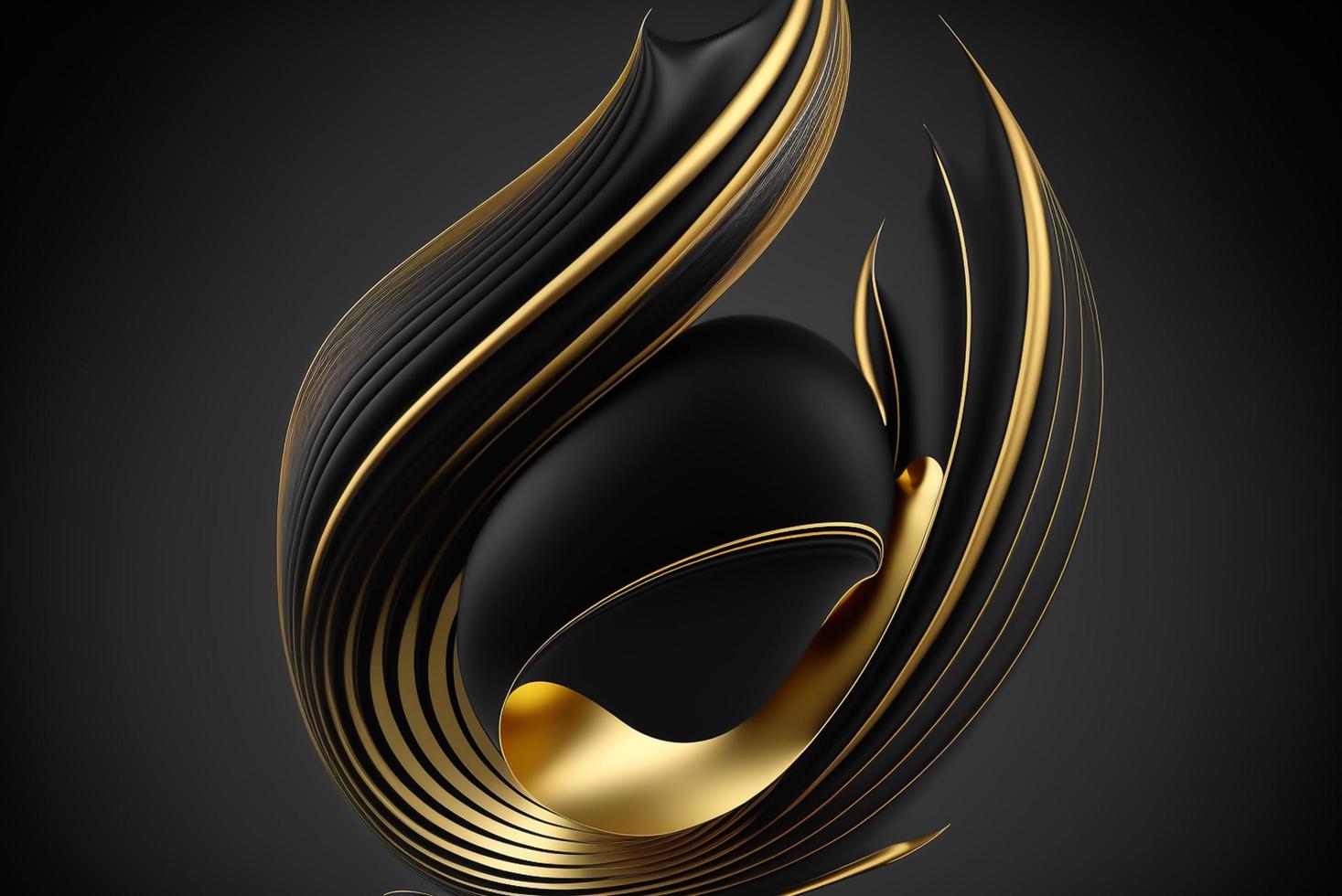 abstract minimalist curves lines black and gold photo
