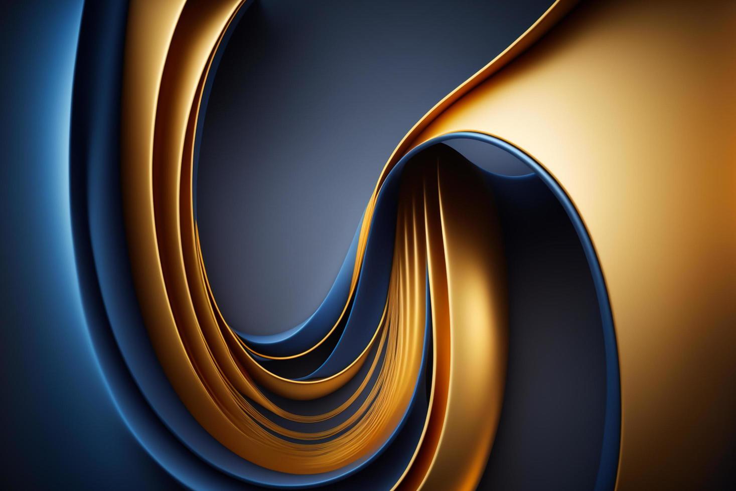 abstract minimalist curves lines blue and gold photo