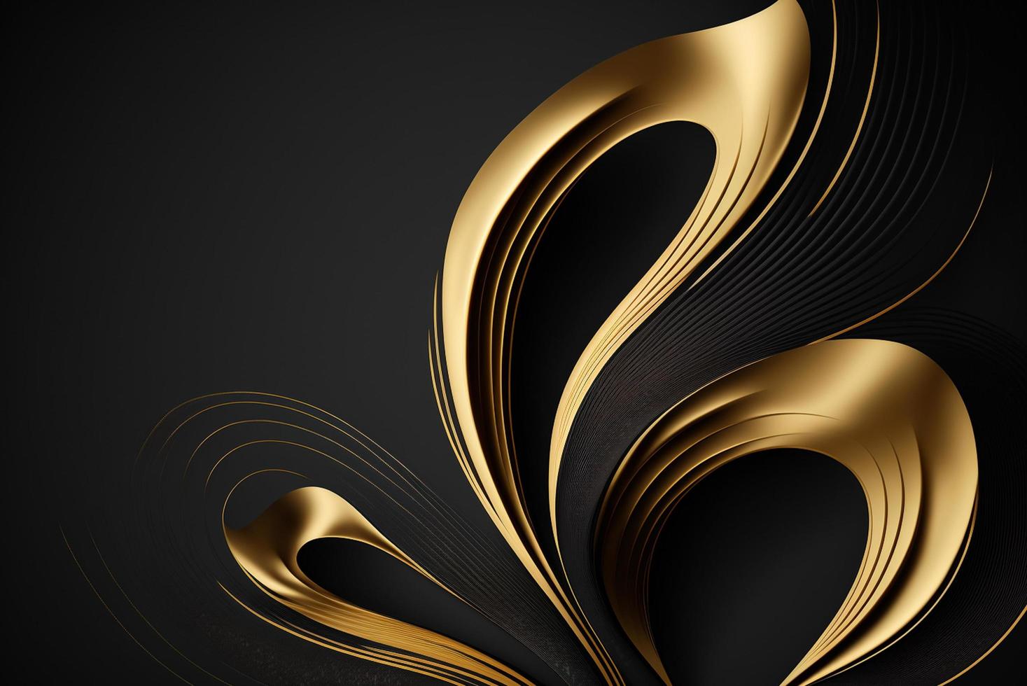 abstract minimalist curves lines black and gold photo