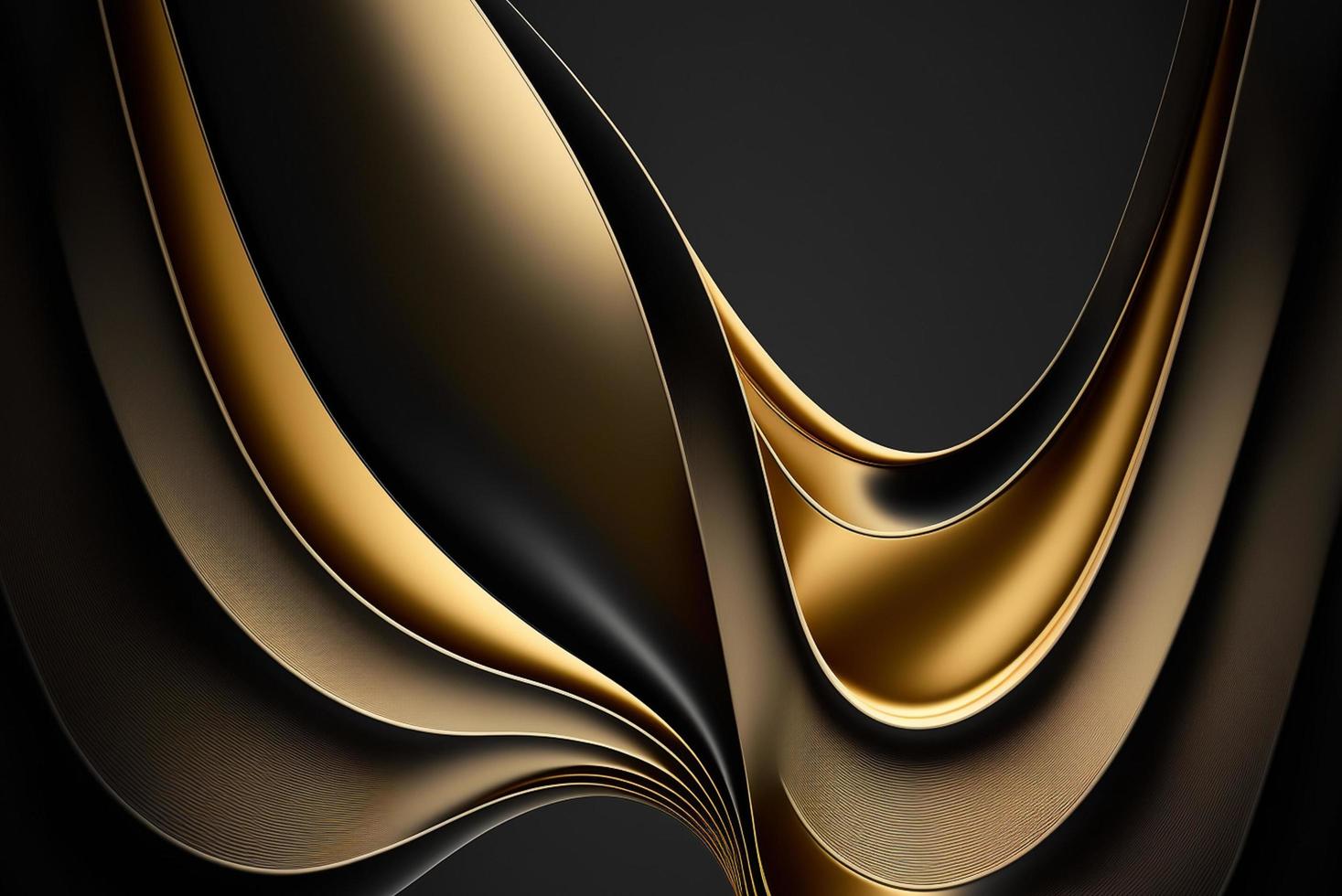 abstract minimalist curves lines black and gold photo