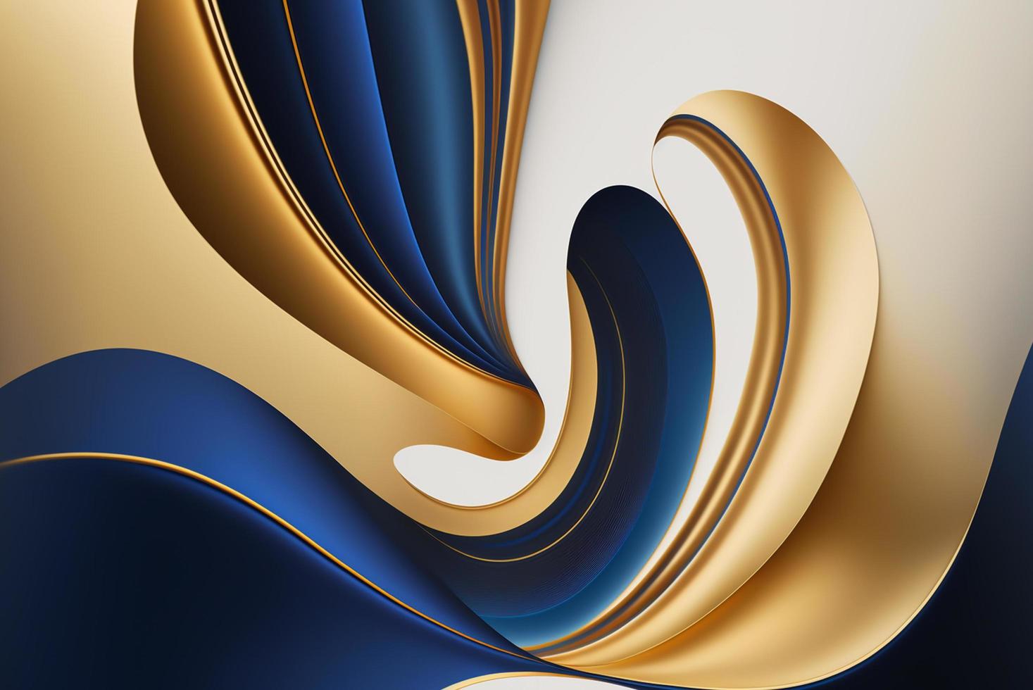 abstract minimalist curves lines blue and gold photo