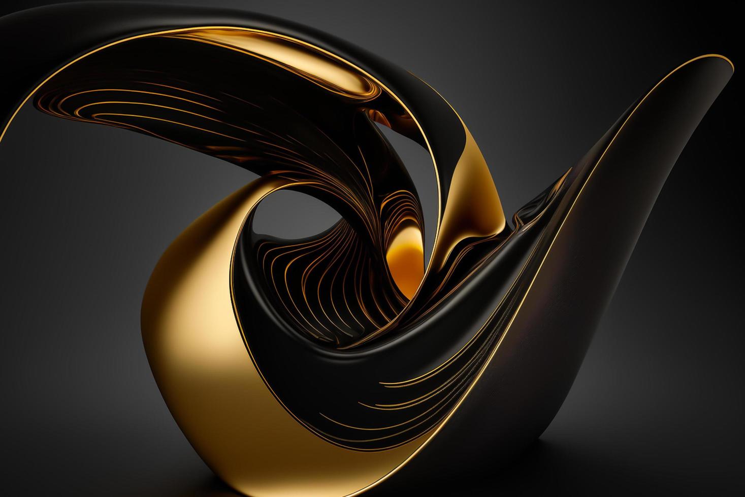 abstract minimalist curves lines black and gold photo