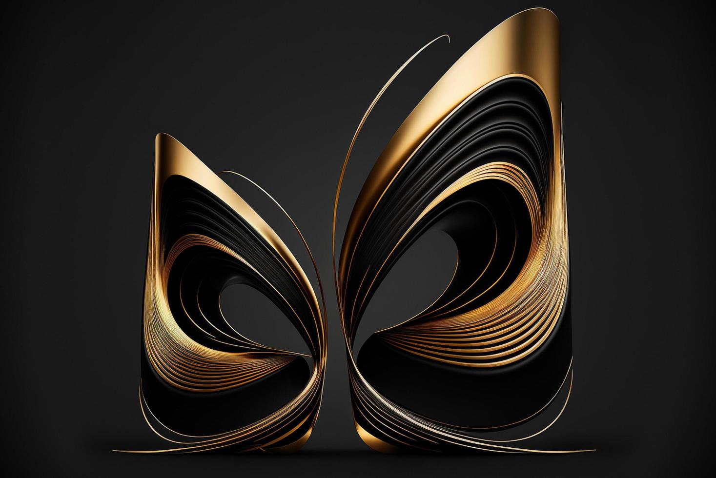 abstract minimalist curves lines black and gold photo