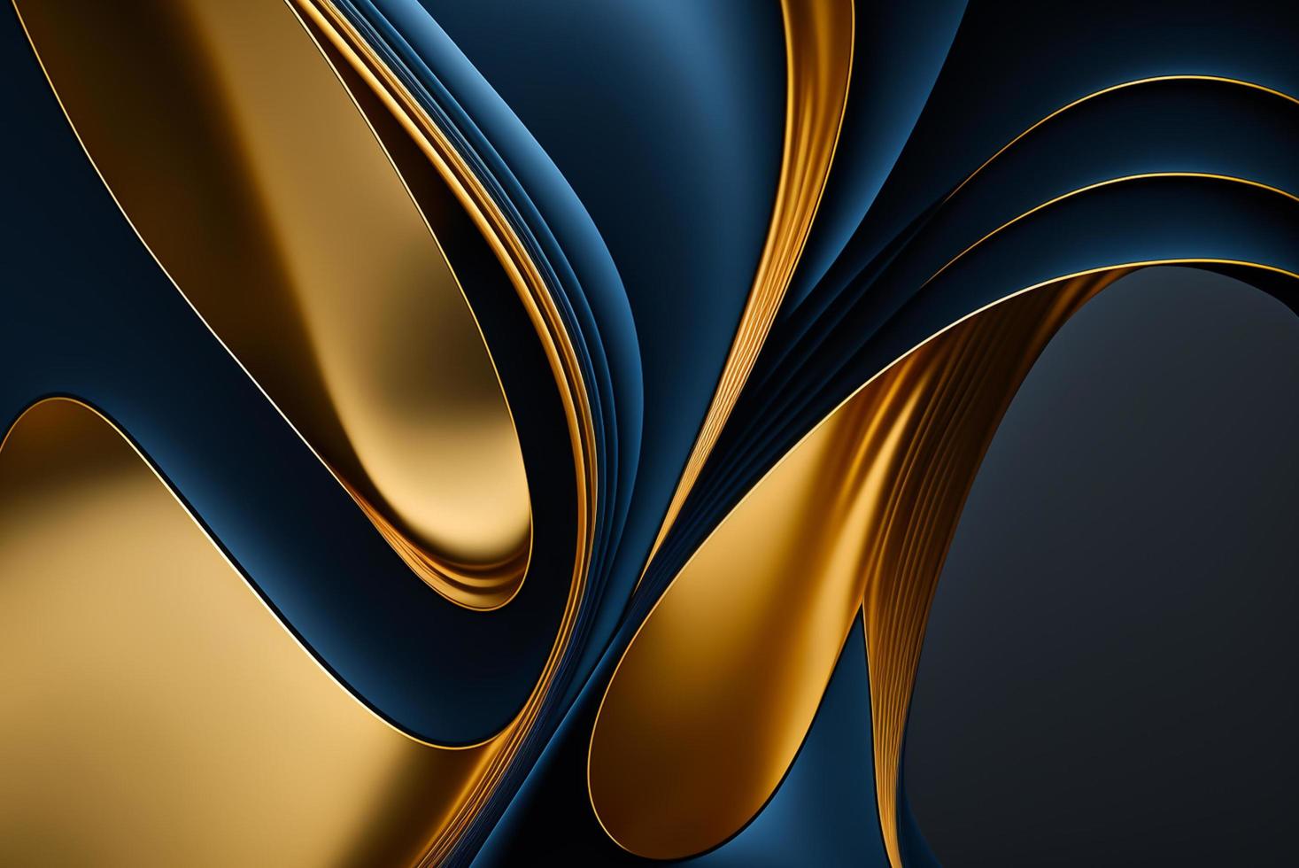 abstract minimalist curves lines blue and gold photo