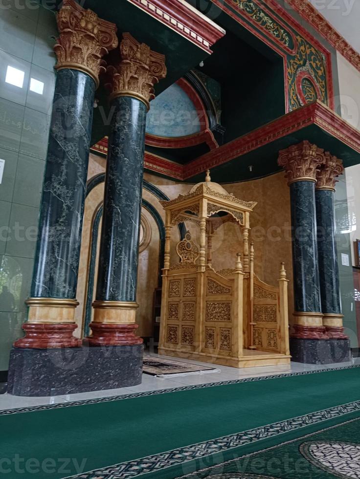 Interiors in the Jami Baitul Kudus mosque, Bogor, Indonesia. photo