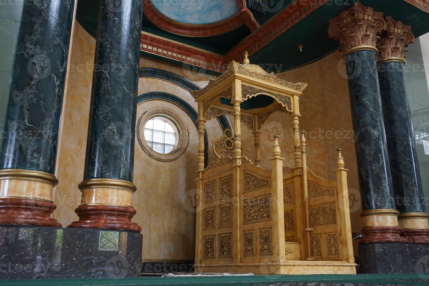 Interiors in the Jami Baitul Kudus mosque, Bogor, Indonesia. photo