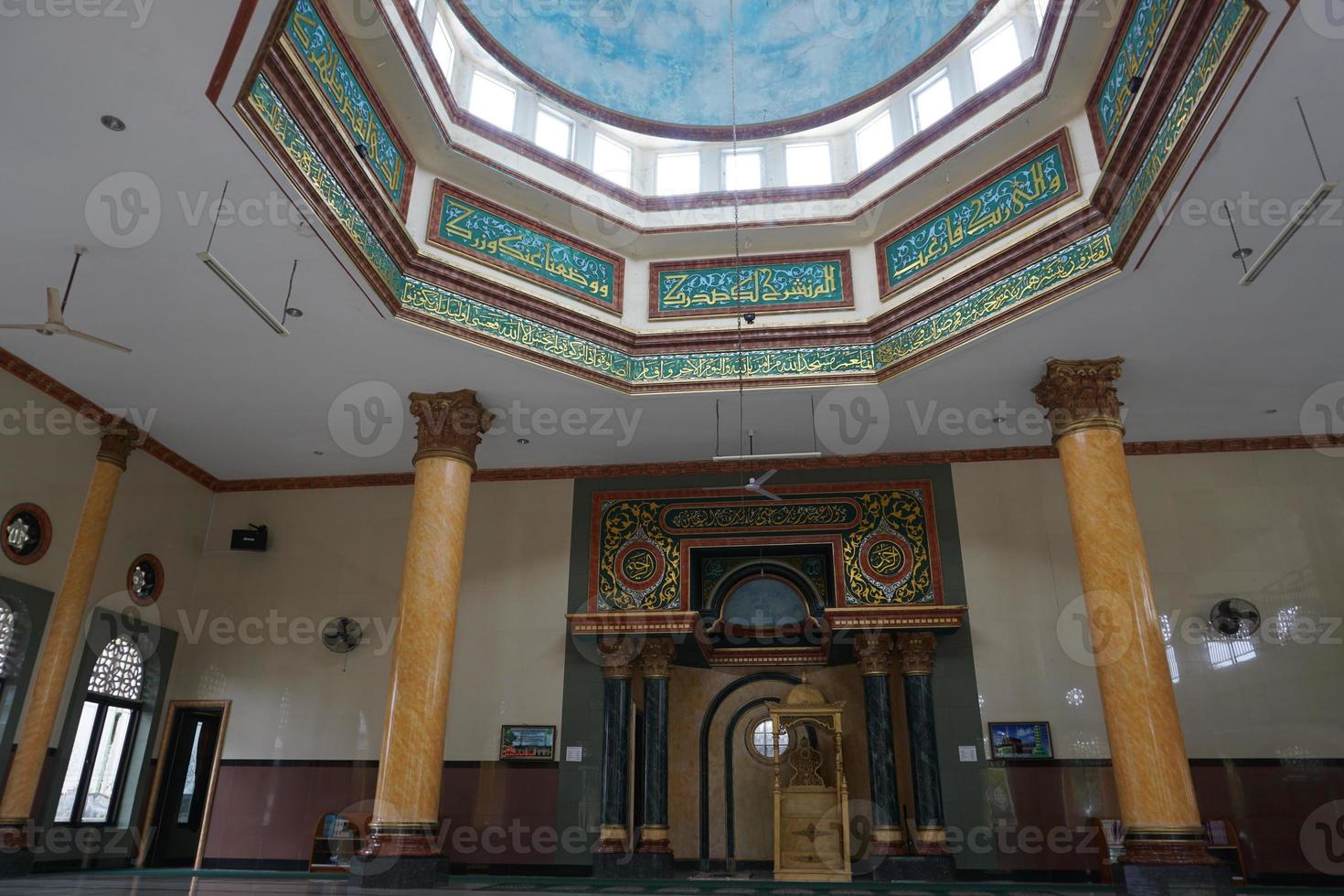 Interiors in the Jami Baitul Kudus mosque, Bogor, Indonesia. photo