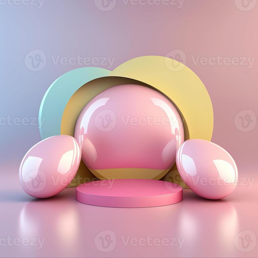 Glossy Easter Celebration Podium for Product Display with 3D Egg Decoration photo