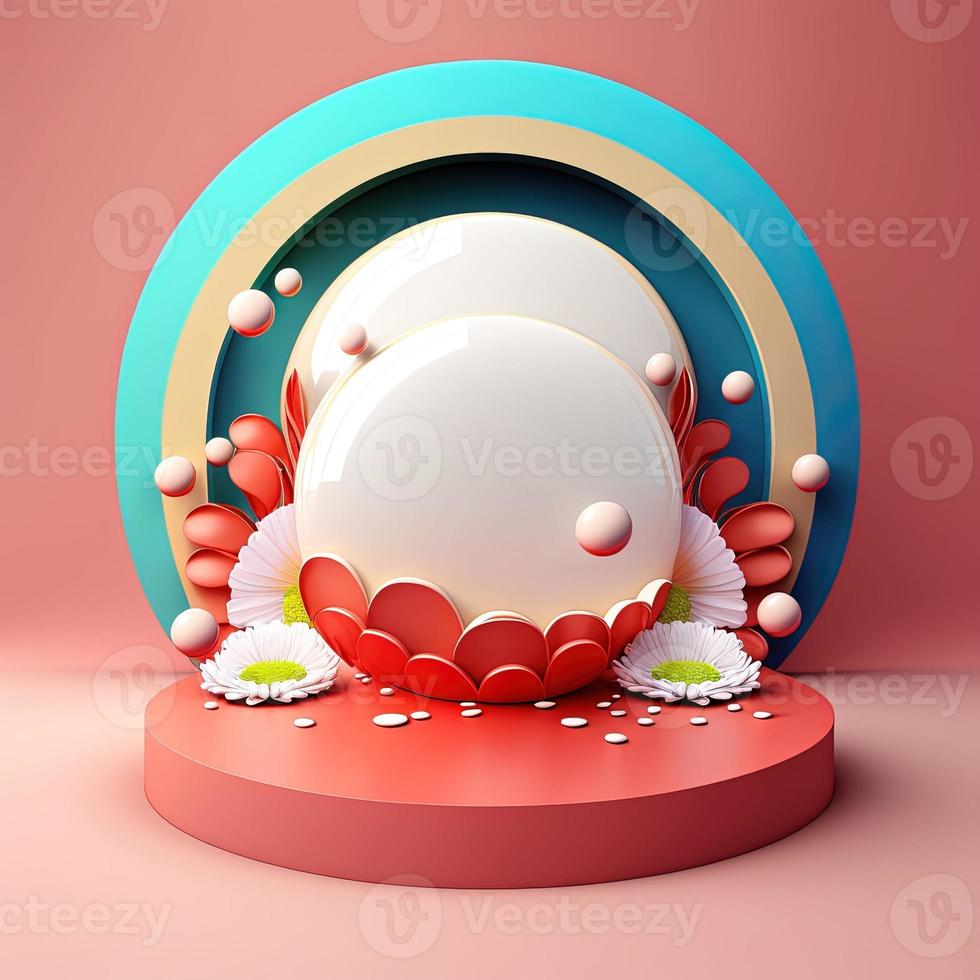 Shiny Easter Podium for Product Display with 3D Egg Decoration photo