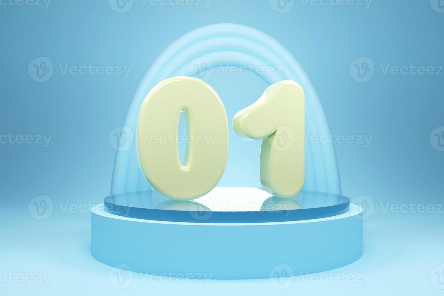 3D Rendering, Podium and Number Geometry Shape Background photo