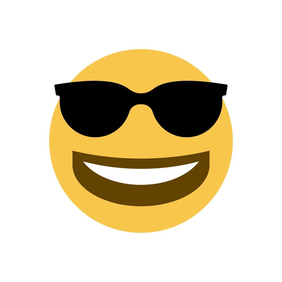 cara sonriente amarilla con gafas de sol vector