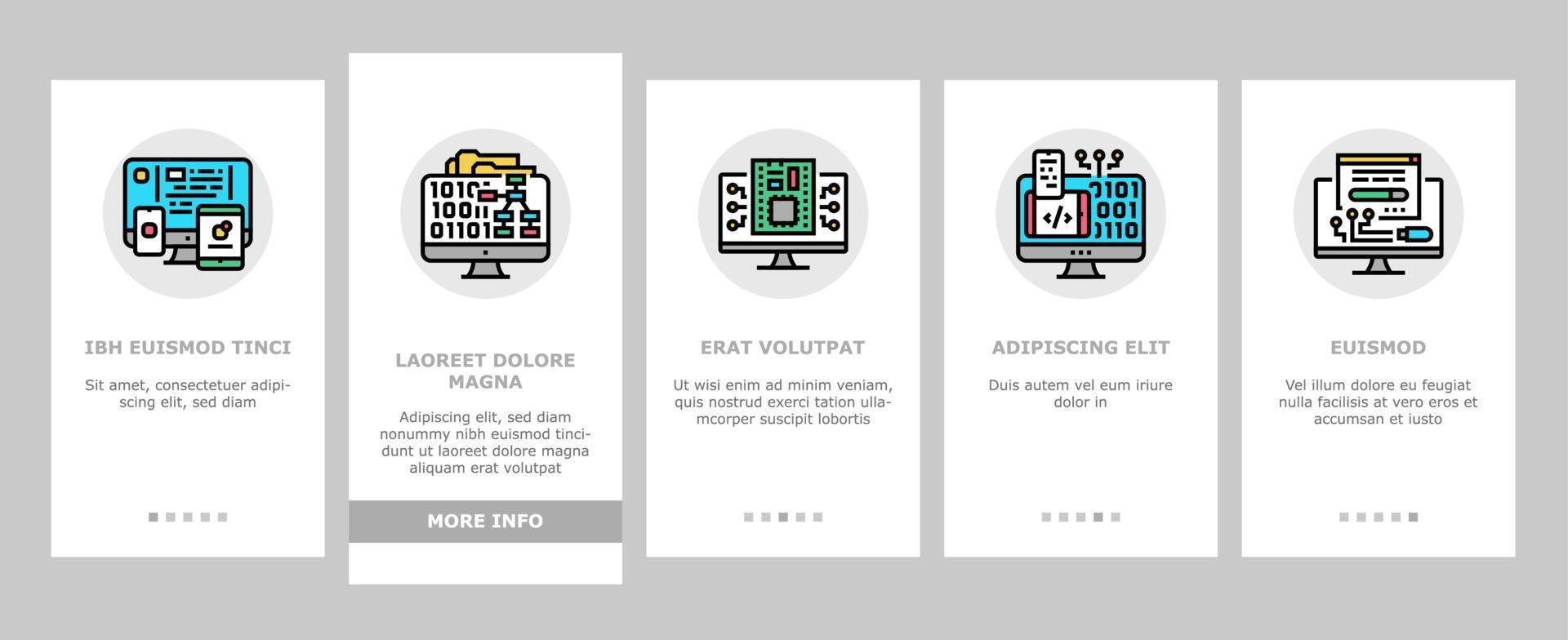 Software Program Development Onboarding Icons Set Vector