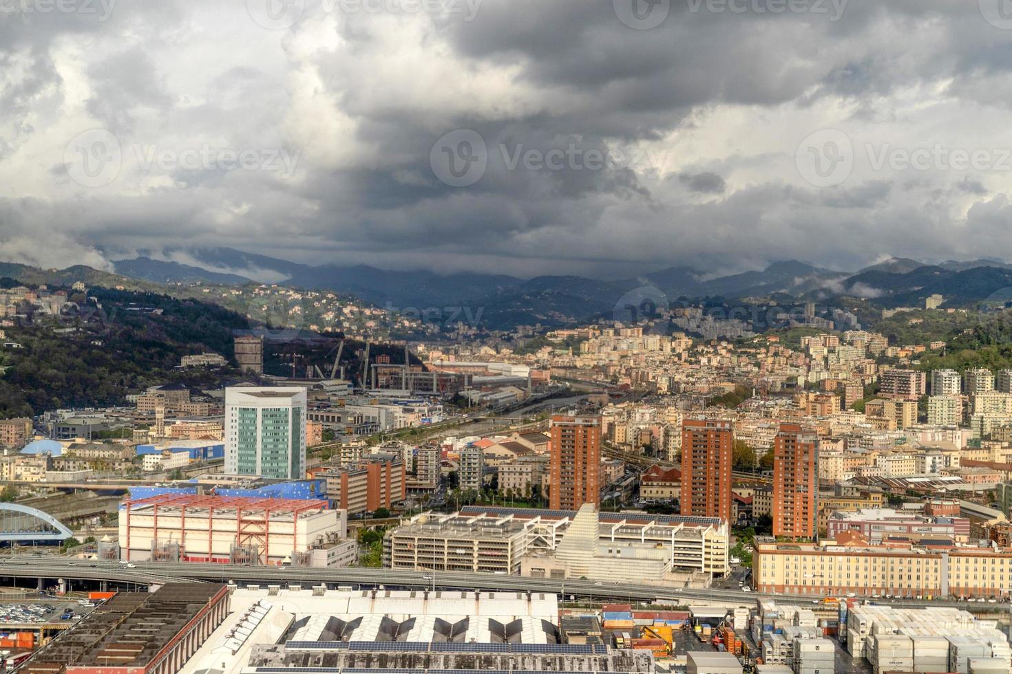 genoa new morandi bridge under construction aerial view photo