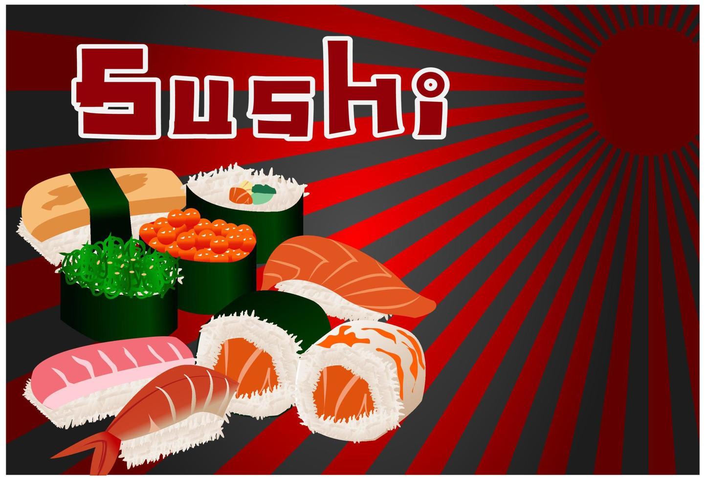 set sushi delicious japan vector