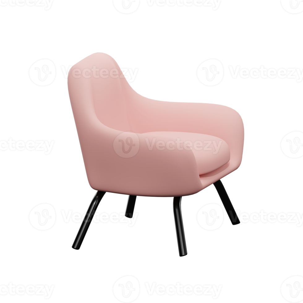 3D pink arm chair. pink soft sofa. 3D rendering png