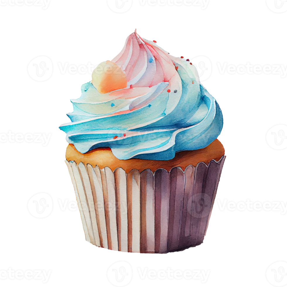 Cup Cake drawing of watercolor PNG transparent