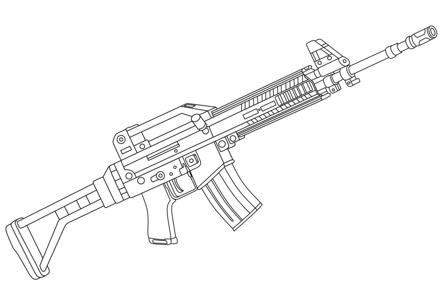 vector de arte de línea de arma de cañón largo