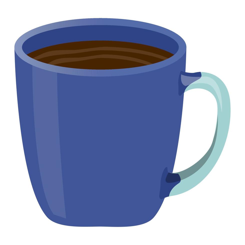 taza de té azul y turquesa en estilo realista. taza de porcelana con café caliente. Ilustración de vector colorido aislado sobre fondo blanco.