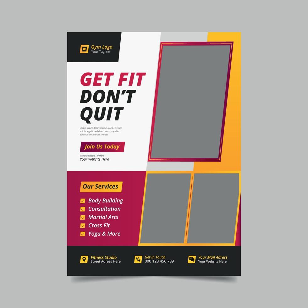 Fitness and gym workout flyer template vector