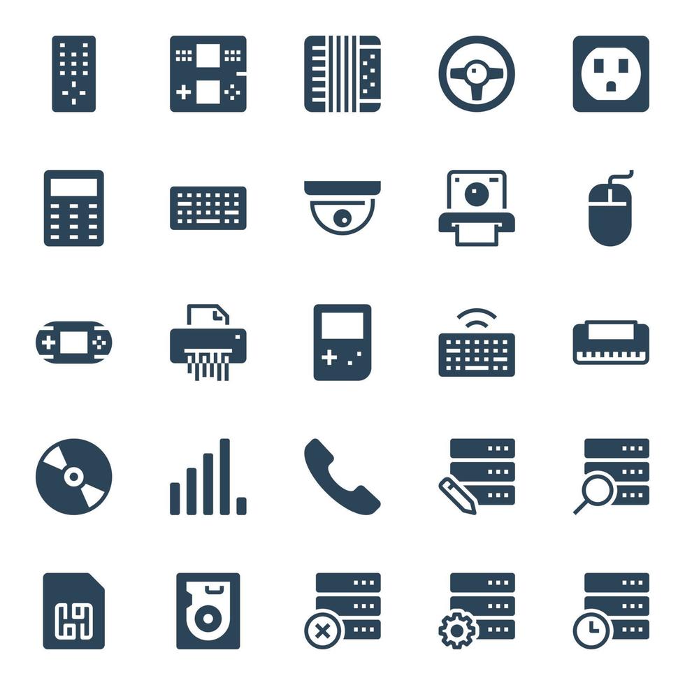 iconos de glifos para dispositivos. vector