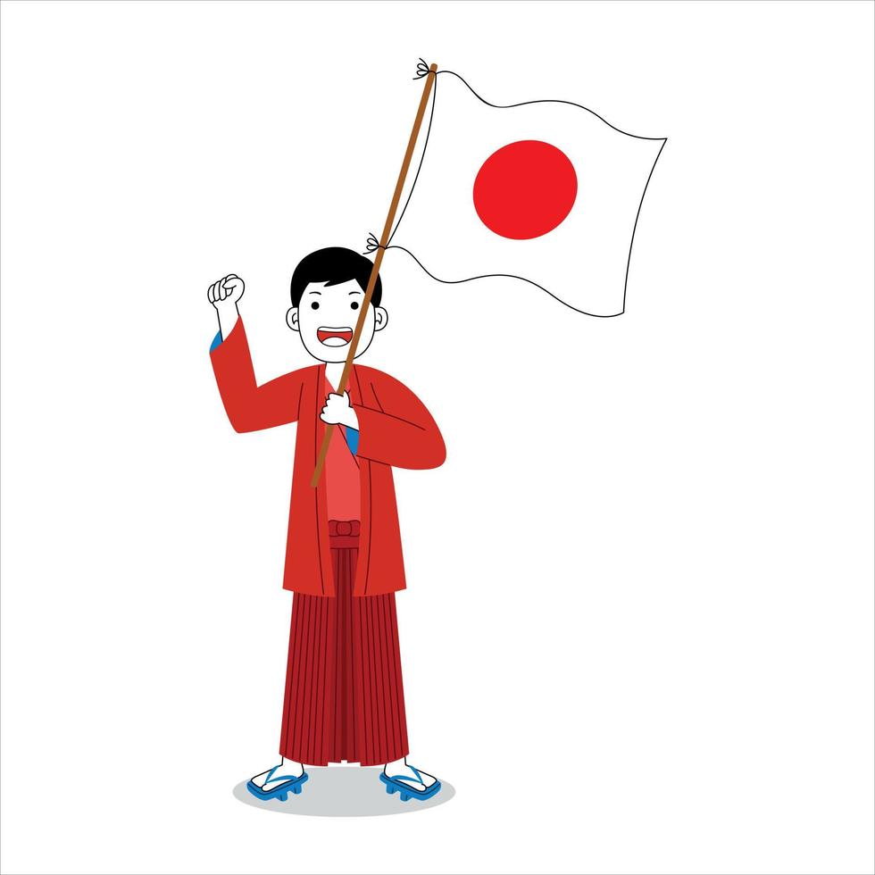 Man celebrate japan independence day vector