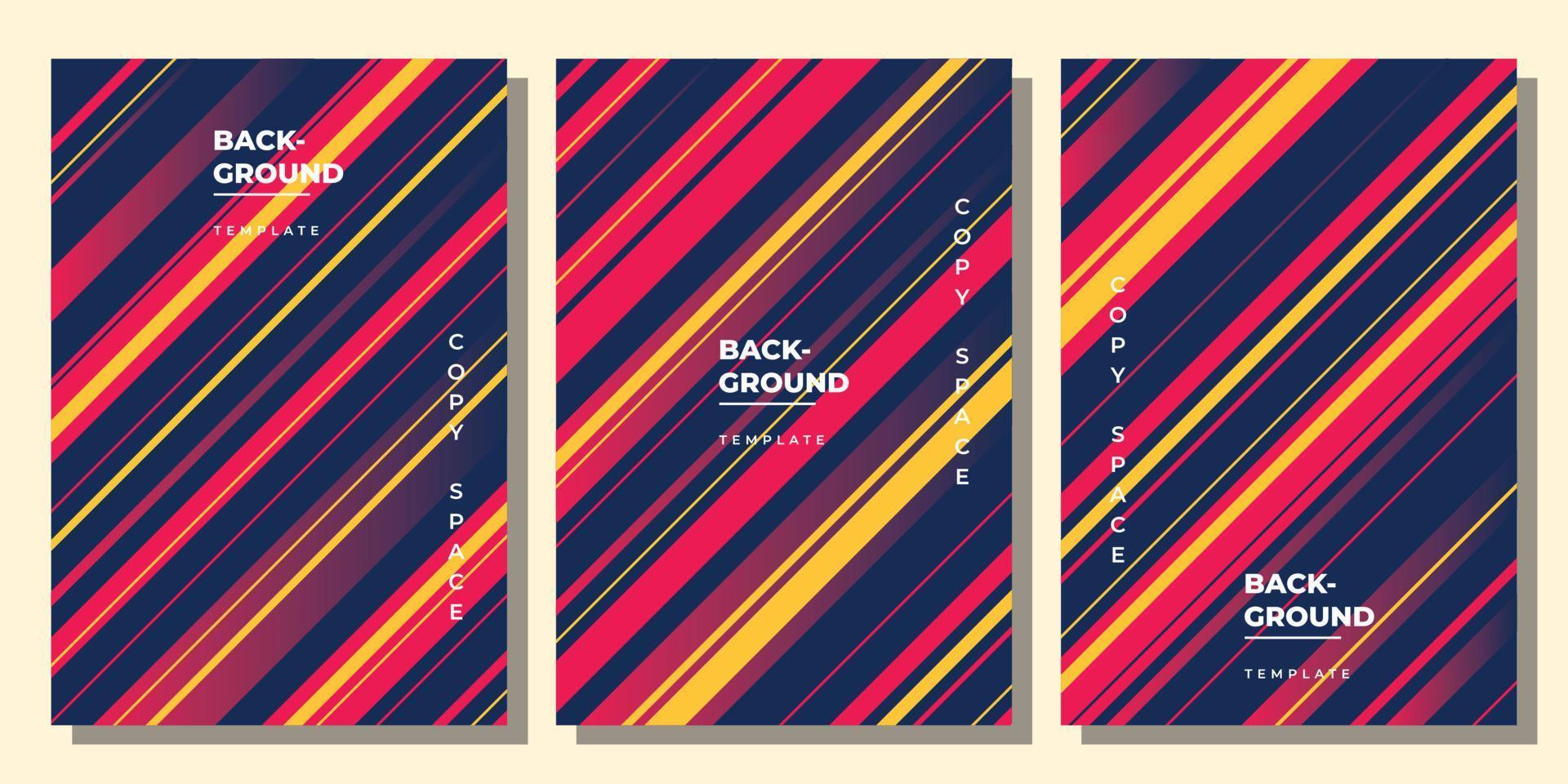 Geometric background template set copy space for poster, flyer, booklet, brochure, leaflet, or pamphlet. Colorful lines background design. vector