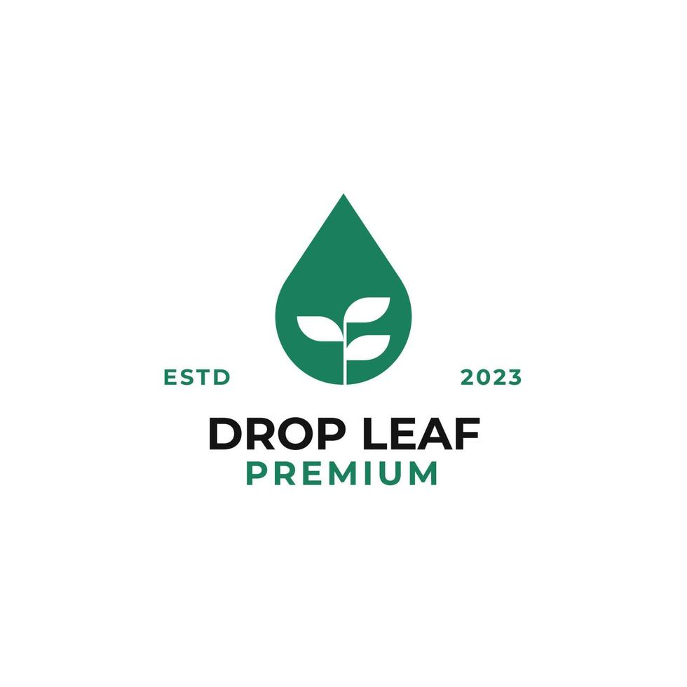 Flat drop leaf sprout logo design vector illustration