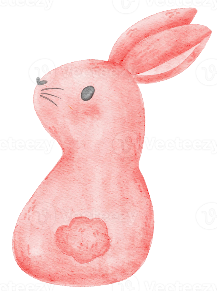 cute watercolour pink bunny rabbit cartoon hand drawing illustration png
