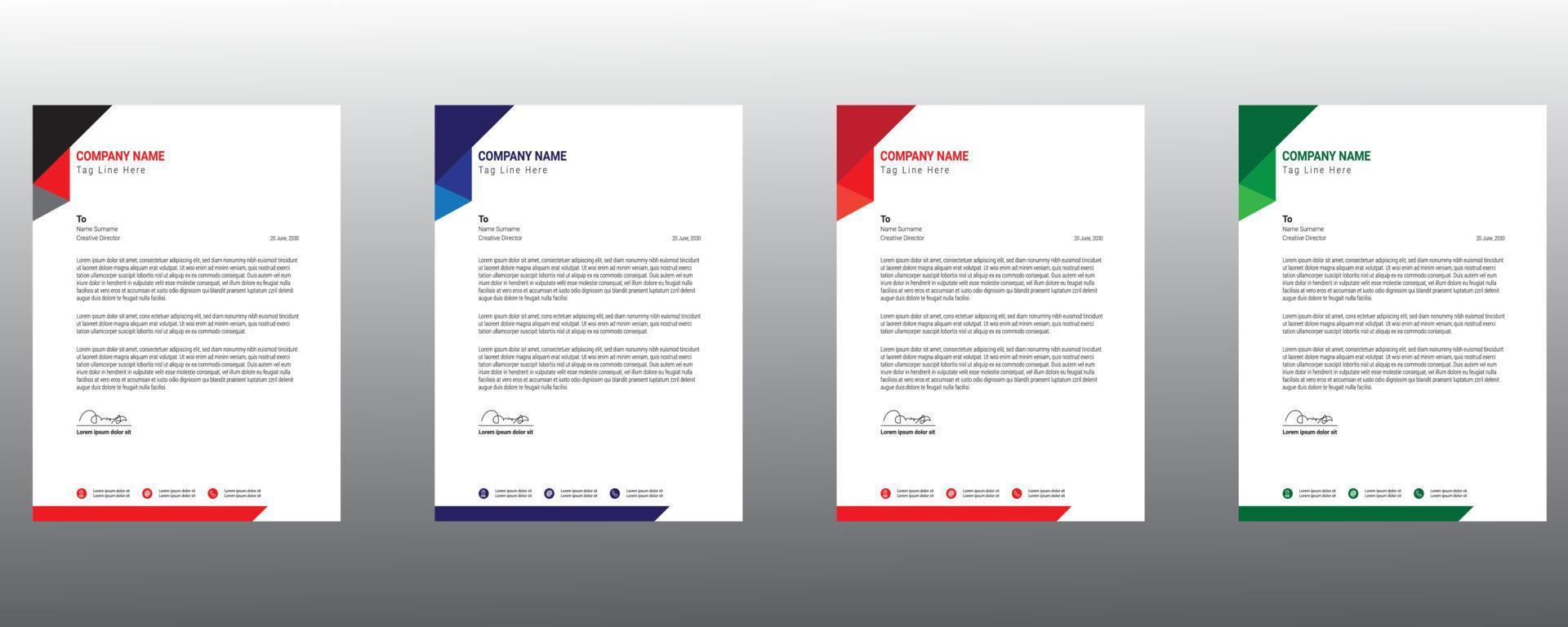 Modern Letterhead Design with clean blue color vector